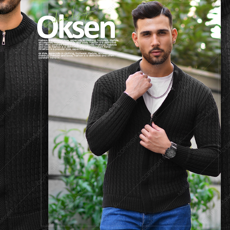 سوئیشرت بافت مشکی مردانه مدل OKSEN