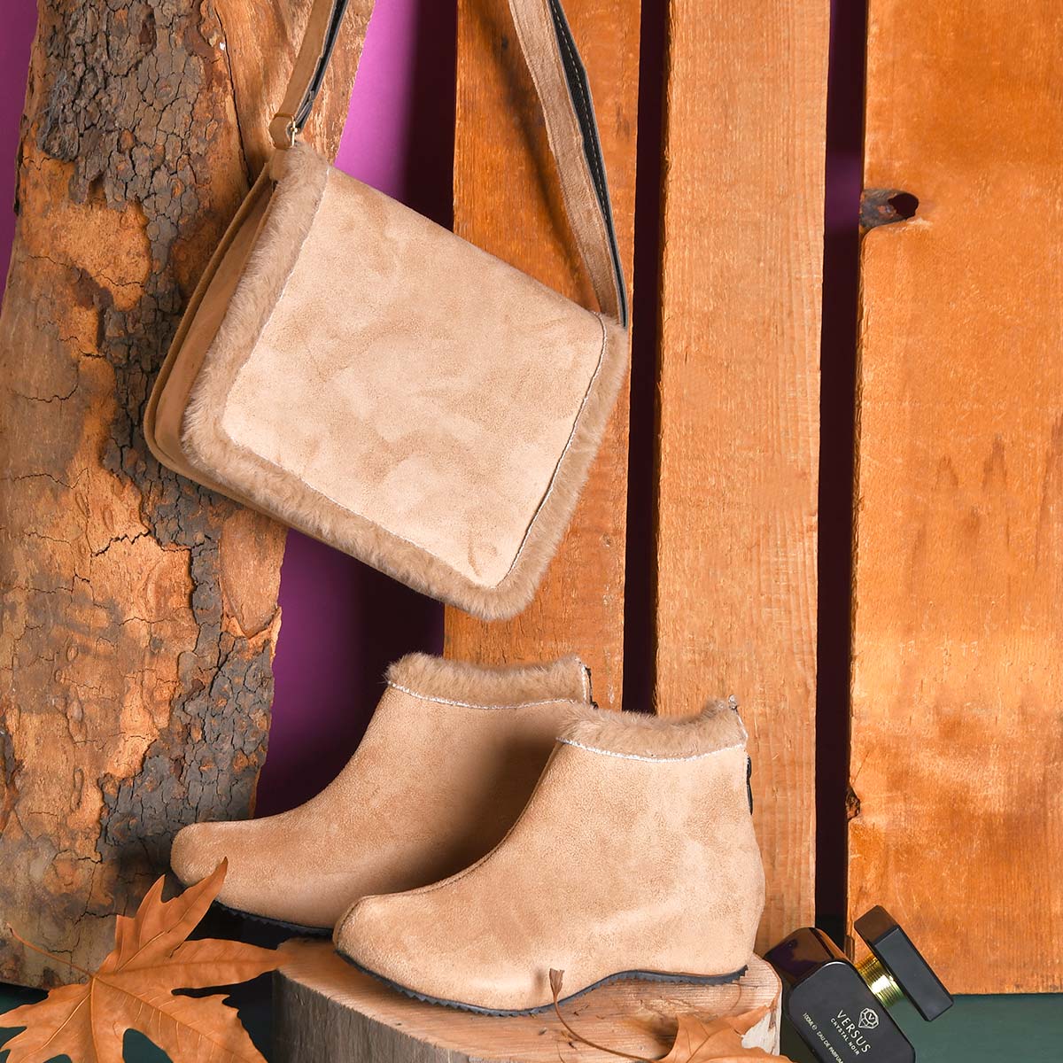 ست کیف و کفش دخترانه ariana کرم