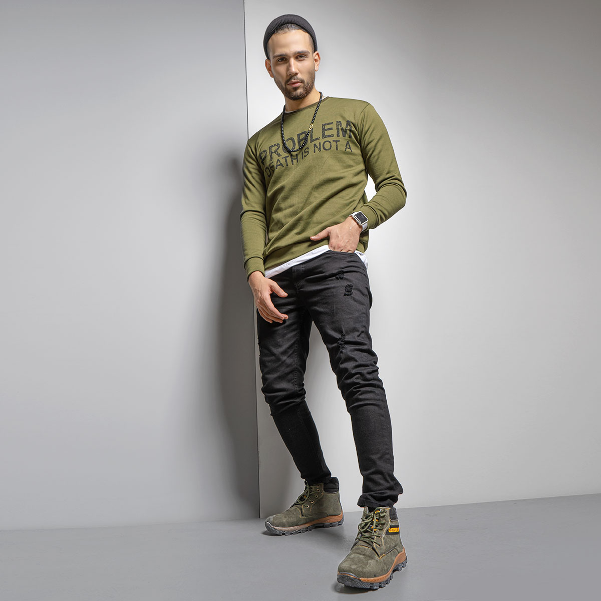 پلیور تو کرکی سبز مردانه مدل Alferd