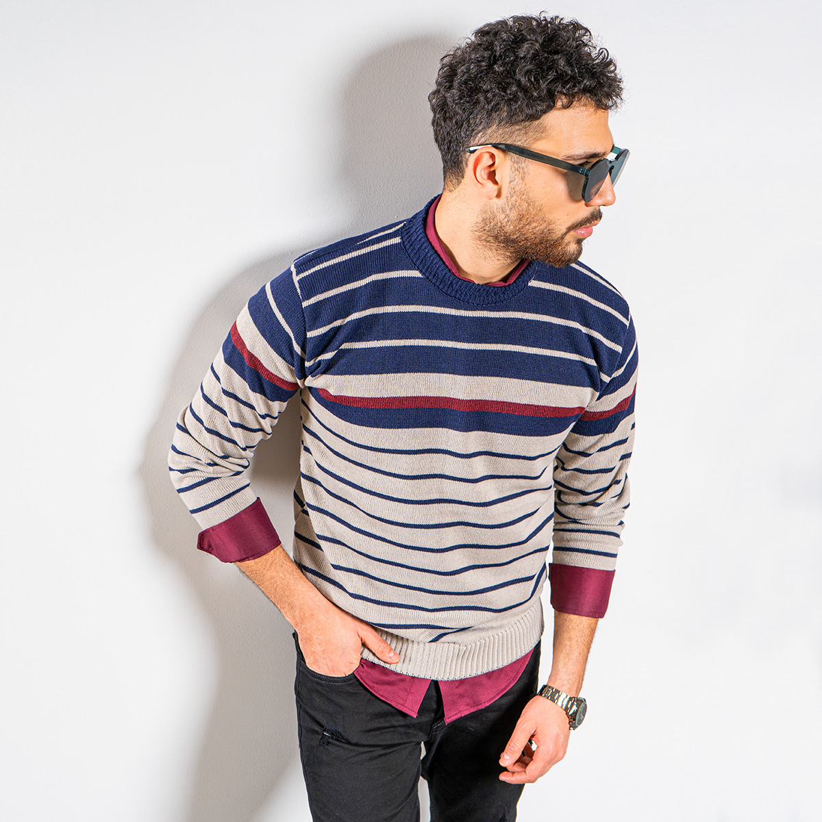 پلیور بافت مردانه مدل Bertim