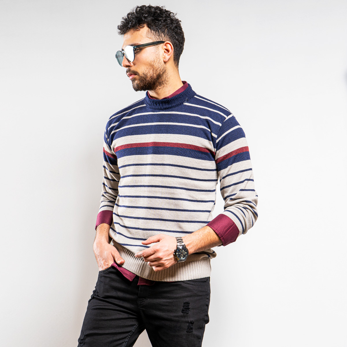 پلیور بافت مردانه مدل Bertim