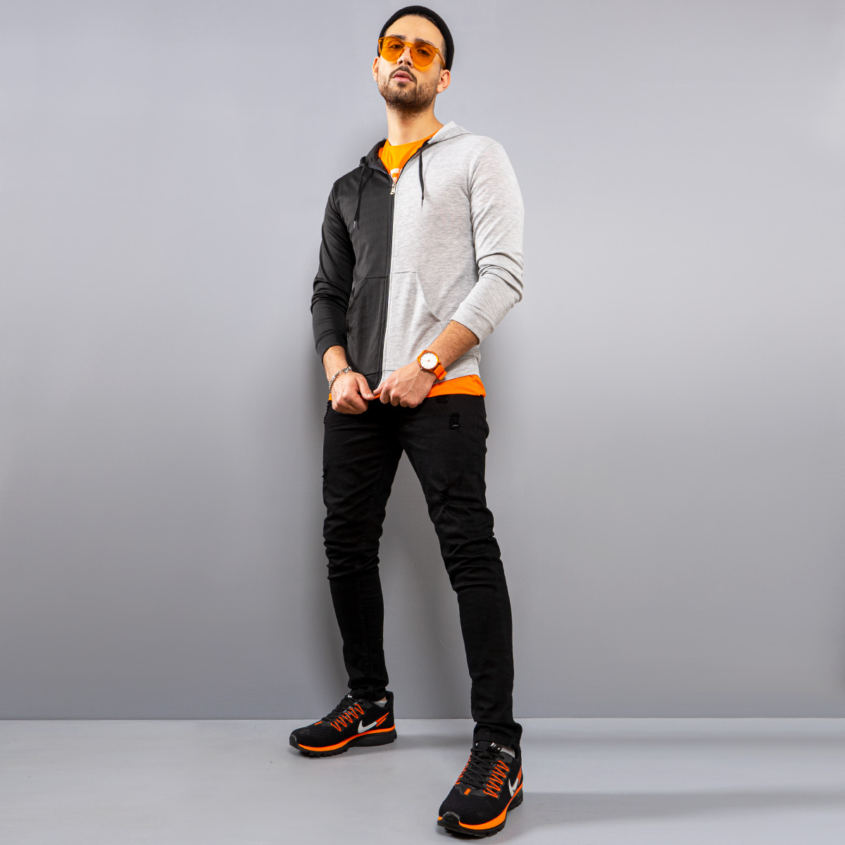 سوئیشرت زیپی دو رنگ مدل jahan