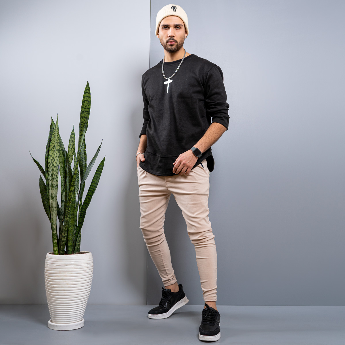 شلوار مردانه مدل ACE رنگ كرم