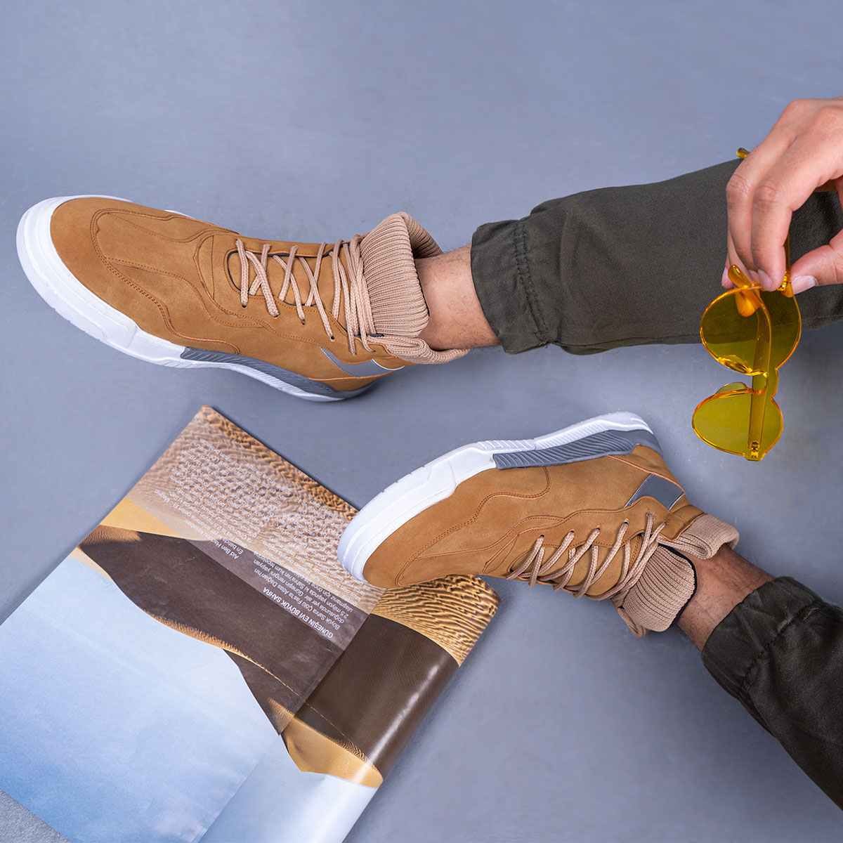 کفش ساقدارمردانه عسلی مدل Kubaa