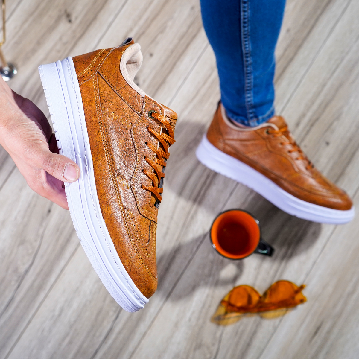 کفش مردانه خردلی مدل WALKER