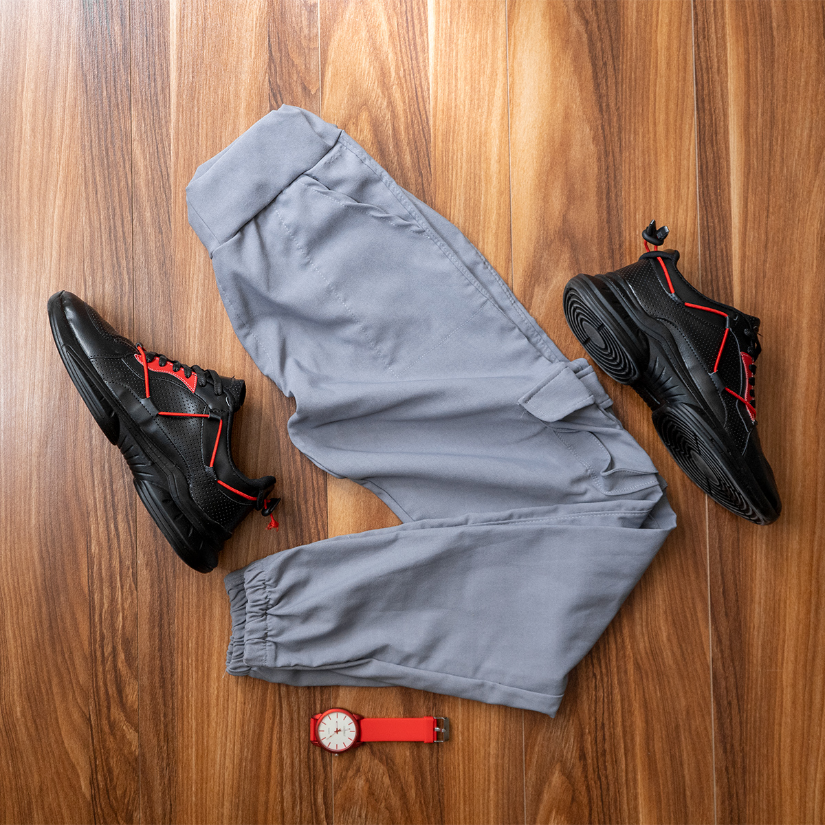 شلوار اسلش طوسی روشن مردانه مدل KOMBO