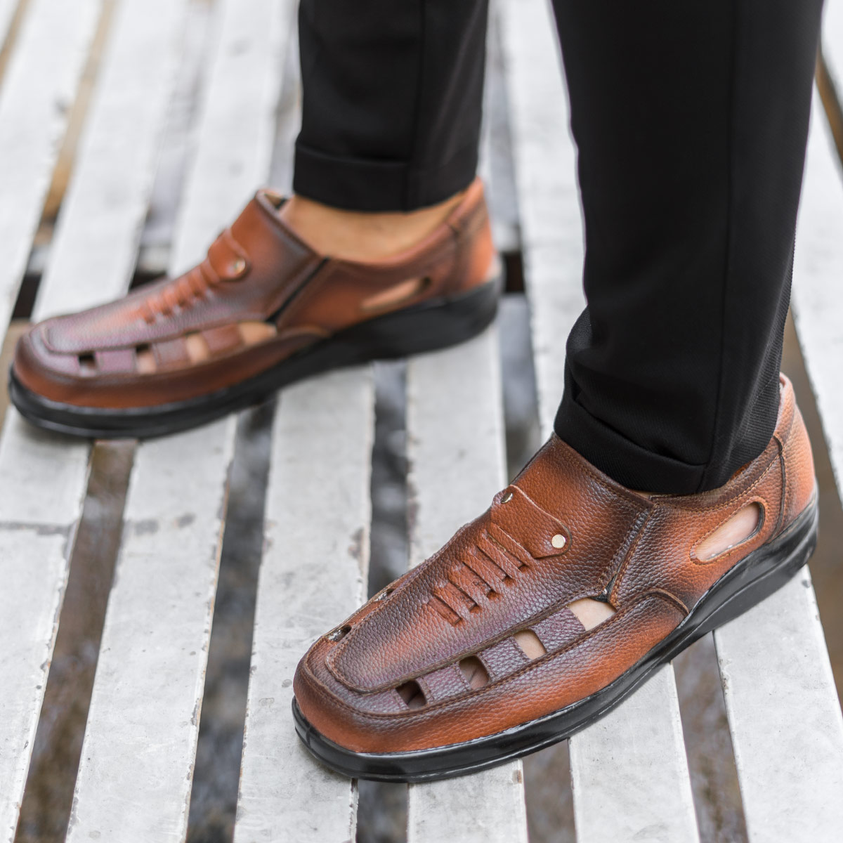 کفش تابستانه قهوه ای مردانه مدل Ropert