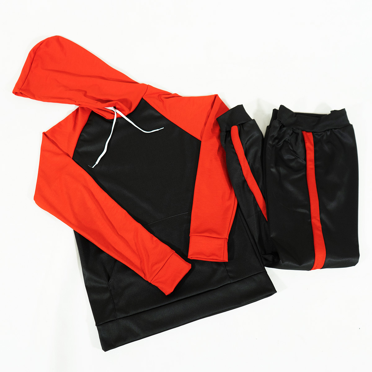 ست هودی شلوار مشکی قرمز مردانه مدلLemo