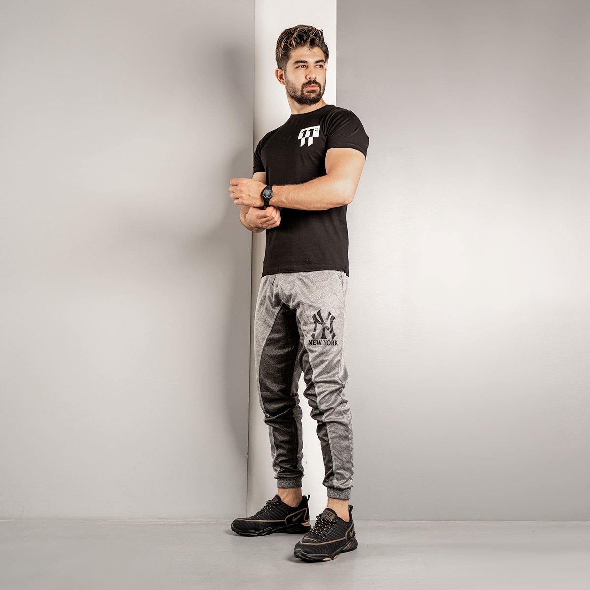 شلوار اسلش مردانه (T)طوسی مشکی مدل N Y