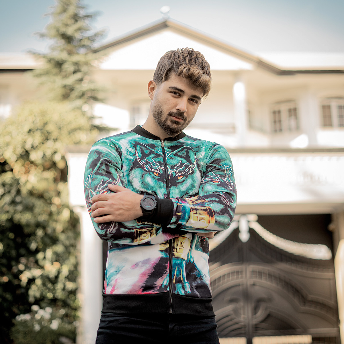 سوییشرت مردانه طرح گرگ مدل L712