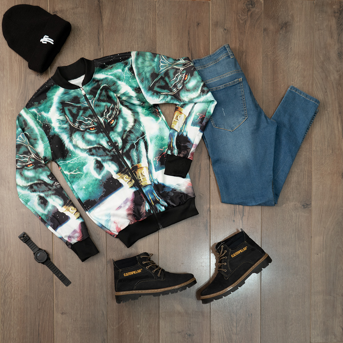 سوییشرت مردانه طرح گرگ مدل L712