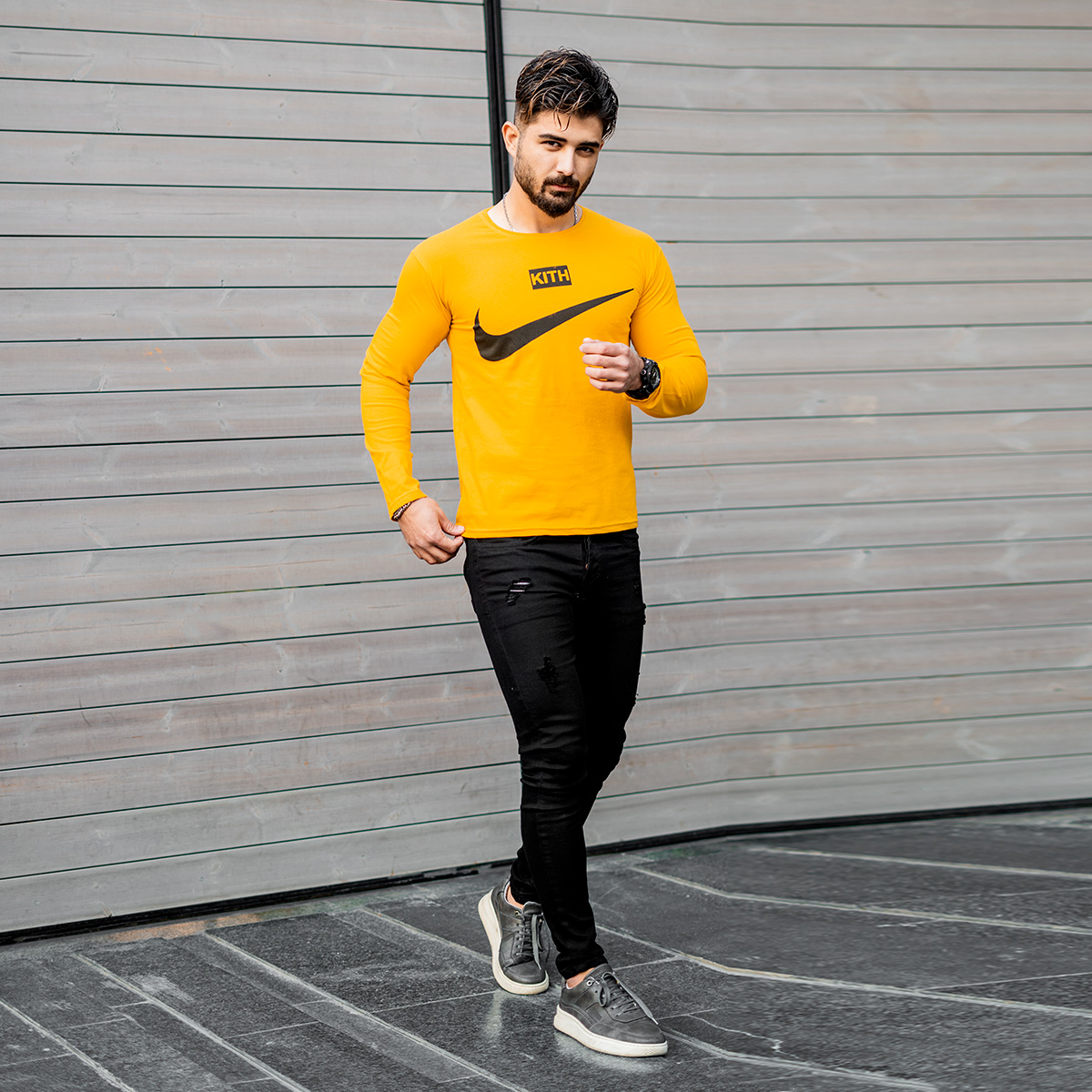 تیشرت آستین بلندمردانه Nike زرد مدل A77