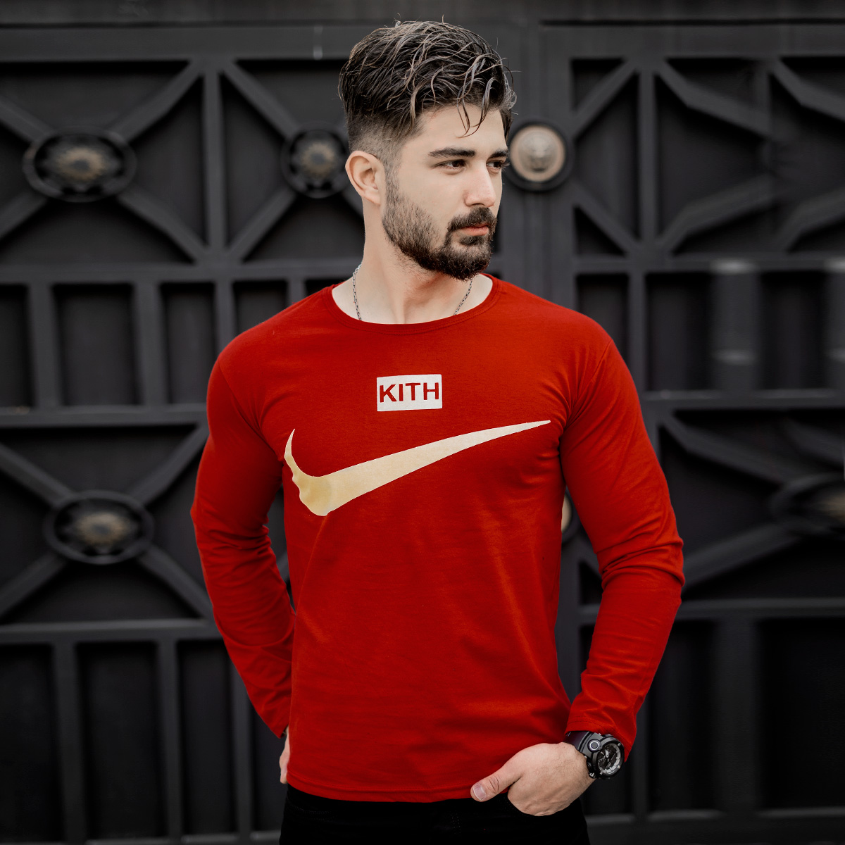 تیشرت آستین بلند مردانه Nike قرمز مدل A77