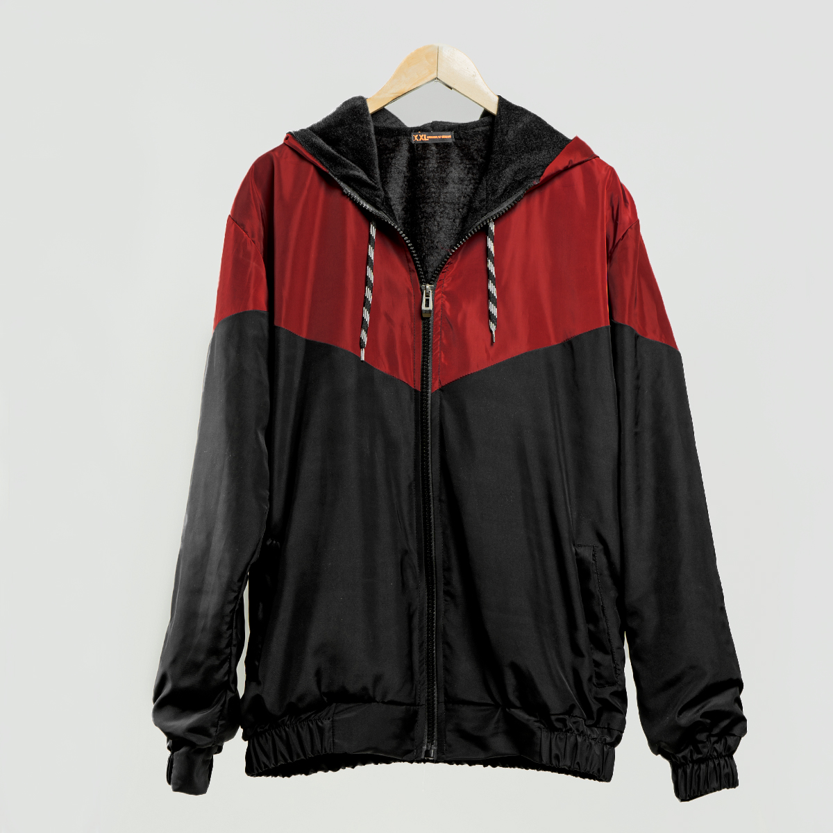 کاپشن مردانه مشکی زرشکی مدل K64