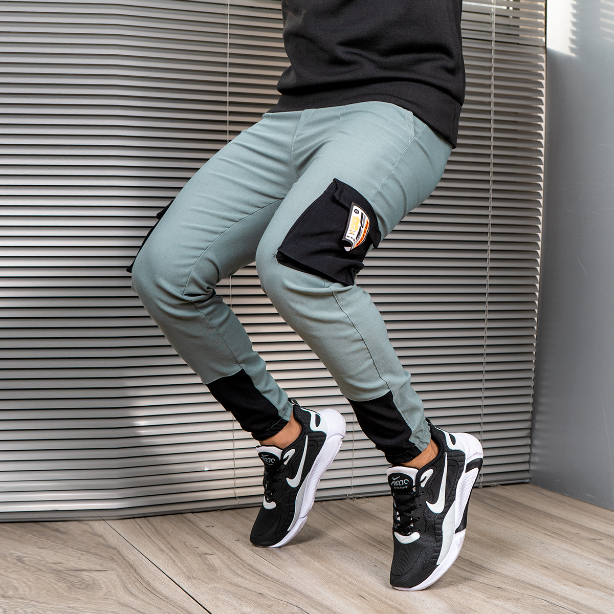 شلوار اسلش مردانه مشکی طوسی مدل Radan