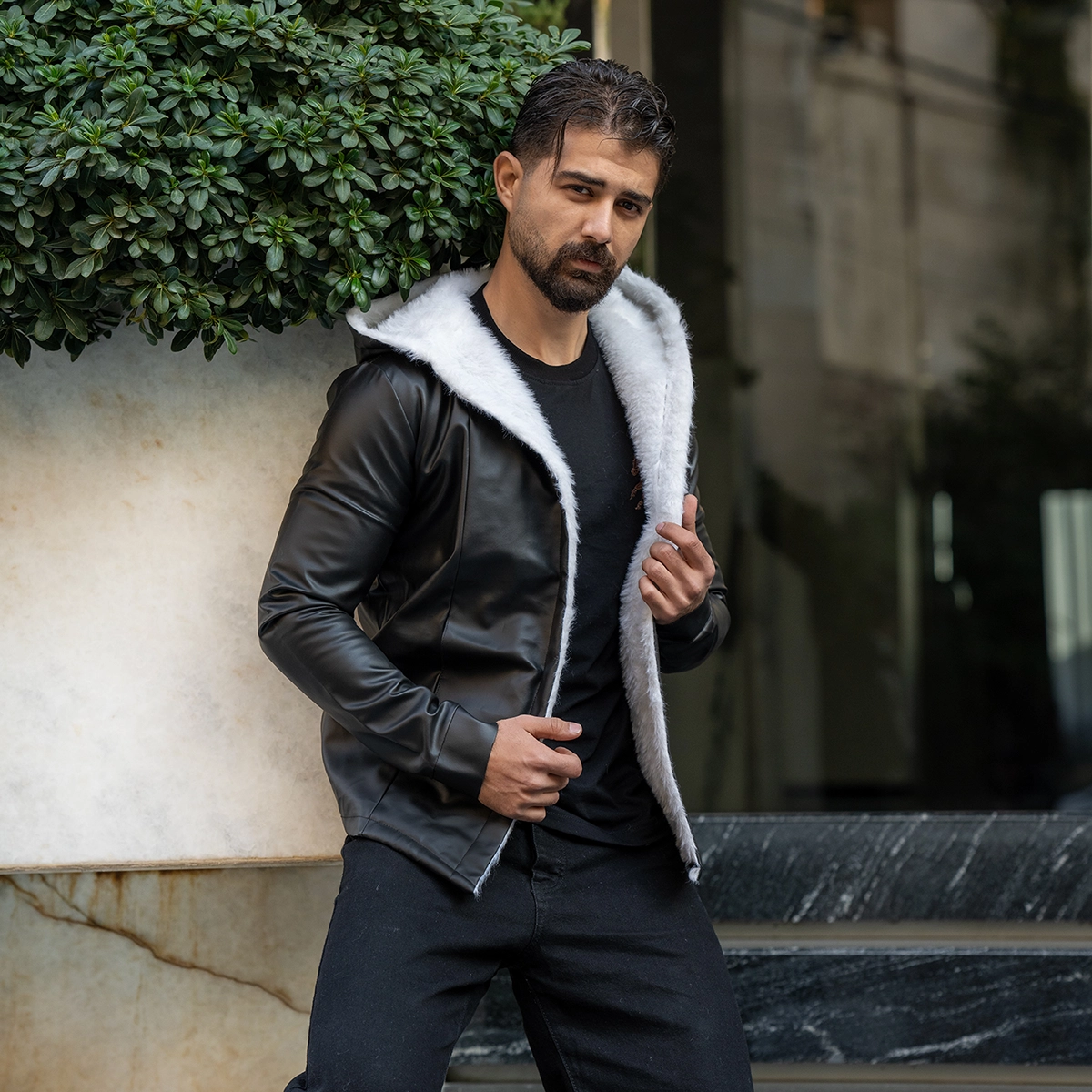 شنل چرم مردانه مدل Rozbeh