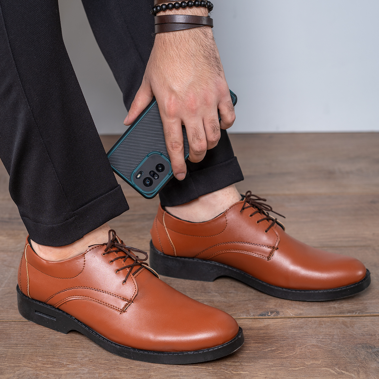 کفش رسمی مردانه عسلی مدل Farzad