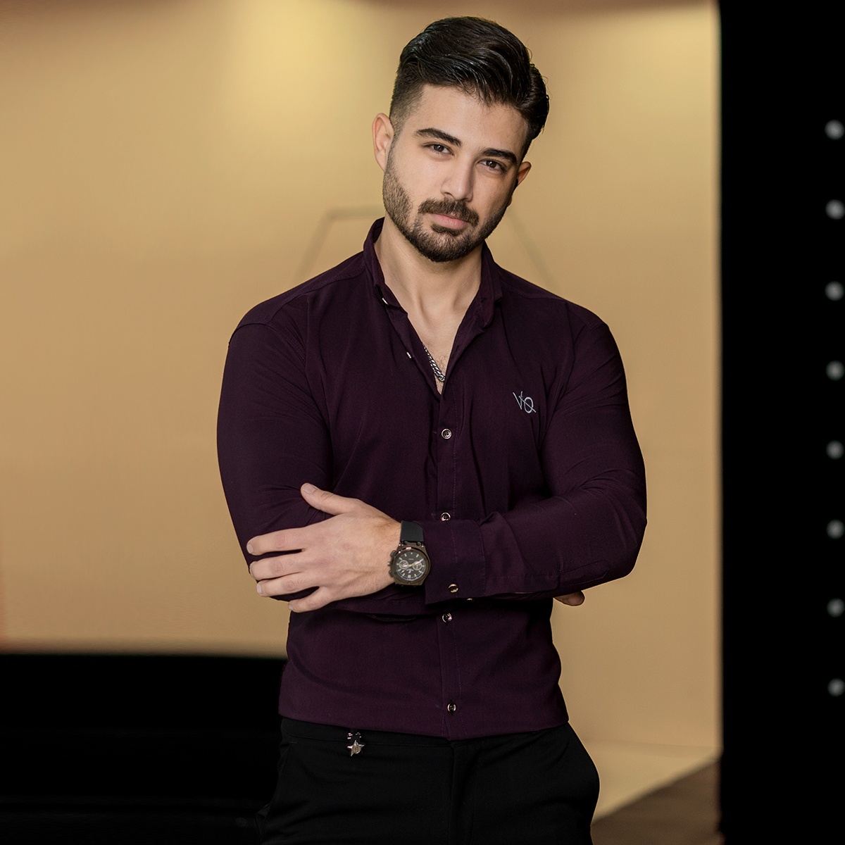 پیراهن مردانه بنفش مدل VQ