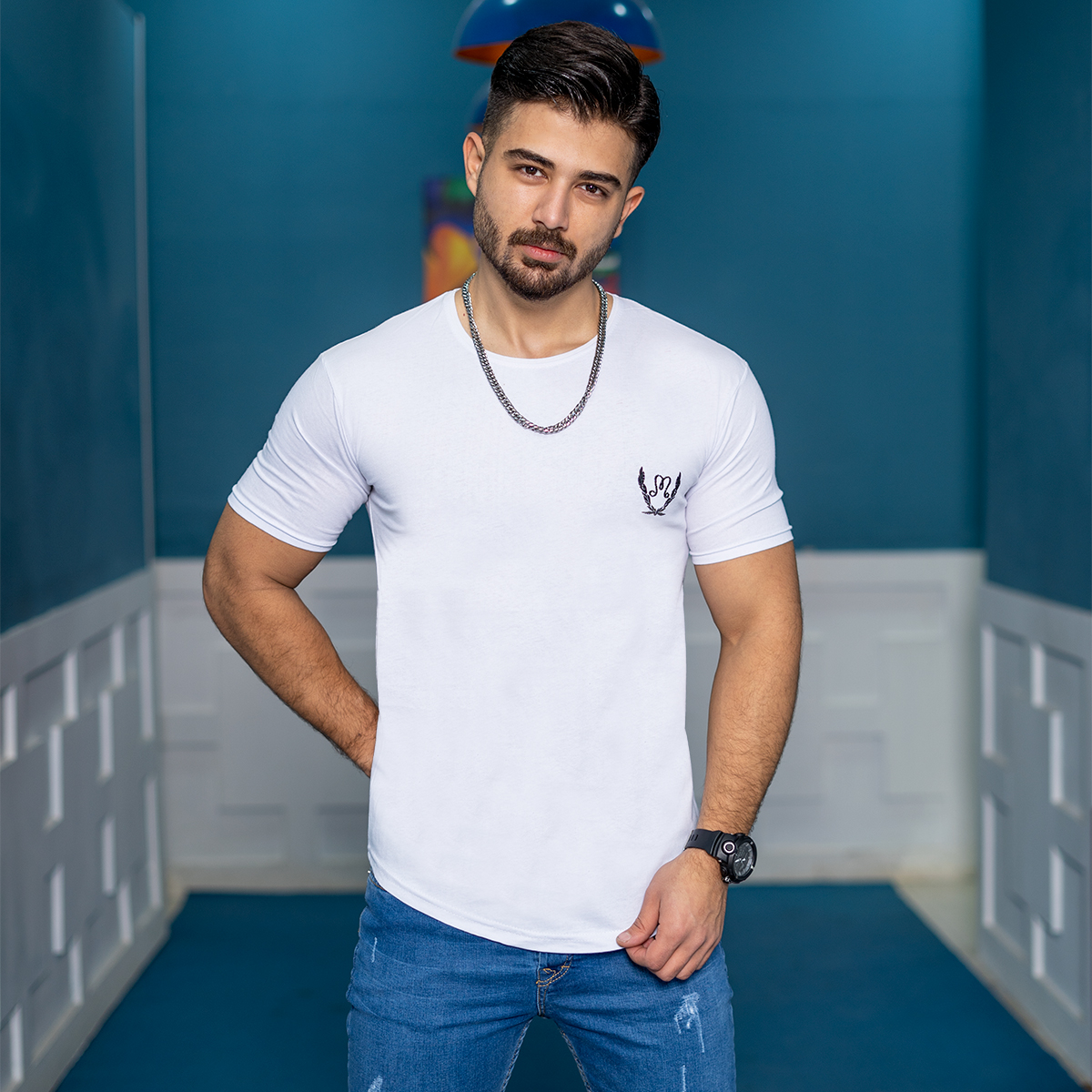 تیشرت مردانه سفید مدل Maron
