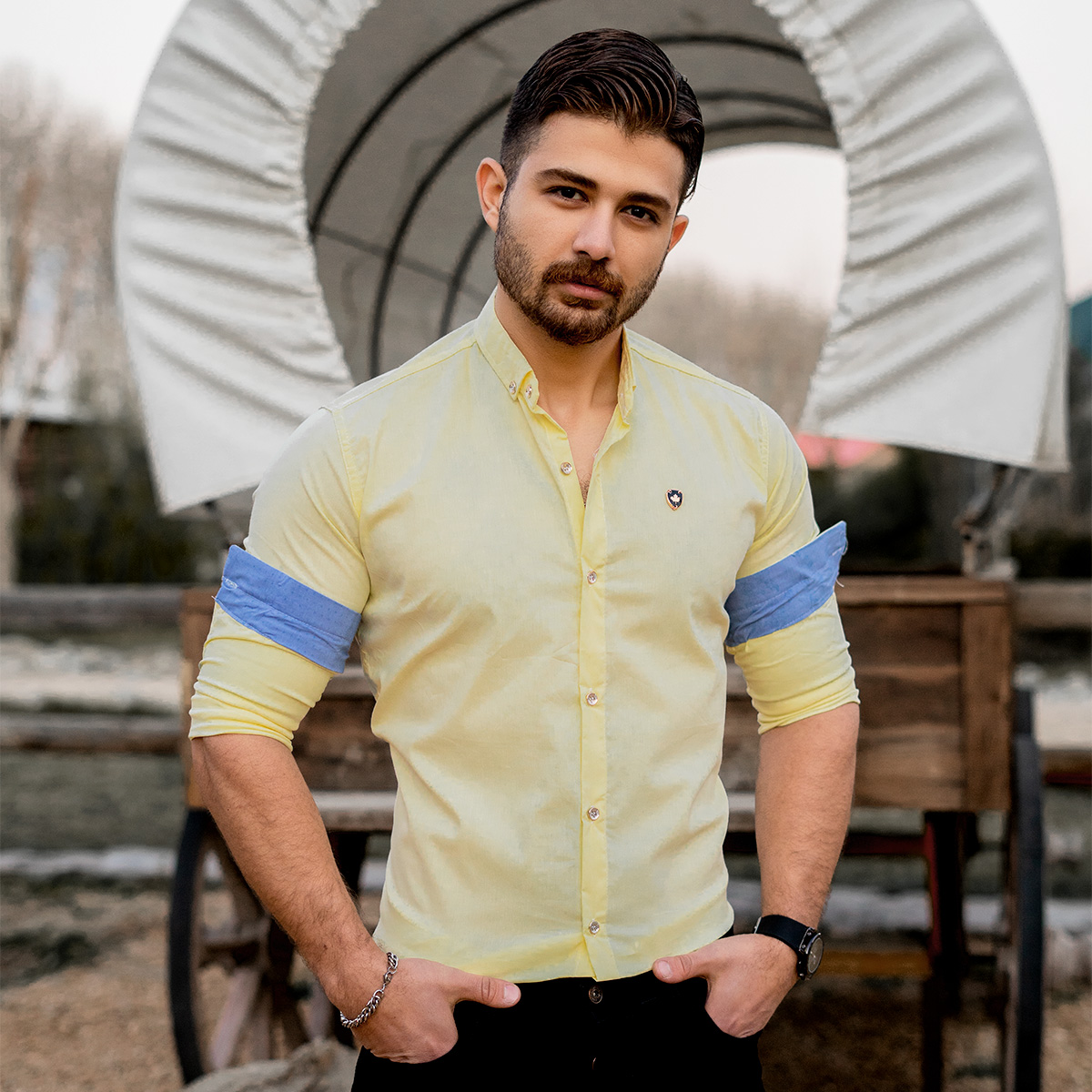 پیراهن مردانه زرد مدلFarzin