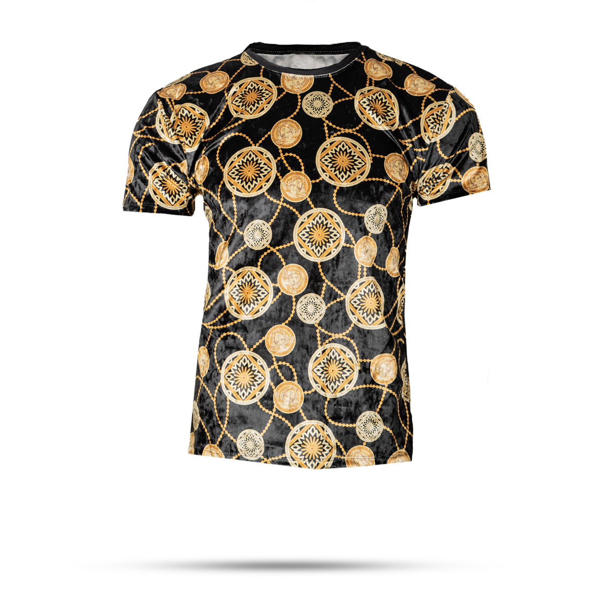 تیشرت مخمل مشکی طلایی مردانه مدل golden