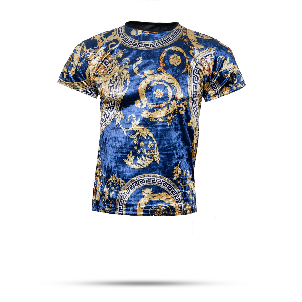 تیشرت مخمل سرمه ای طلایی ورساچه مردانه مدل 65