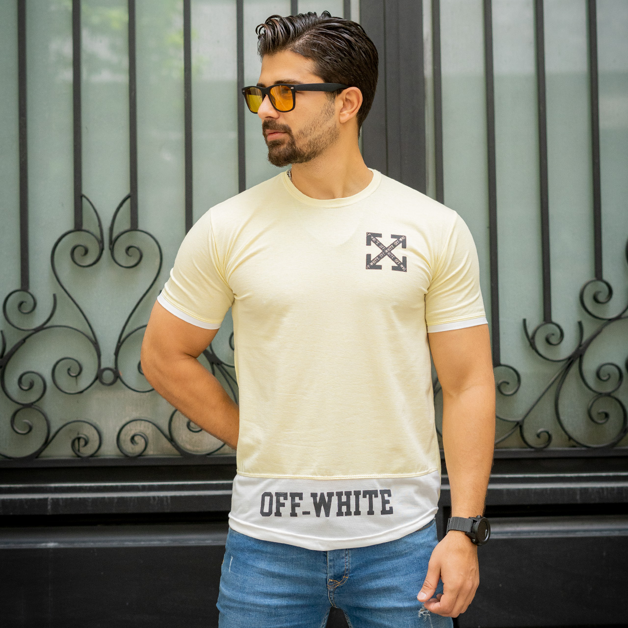تیشرت Off-White مردانه زرد مدل Clold