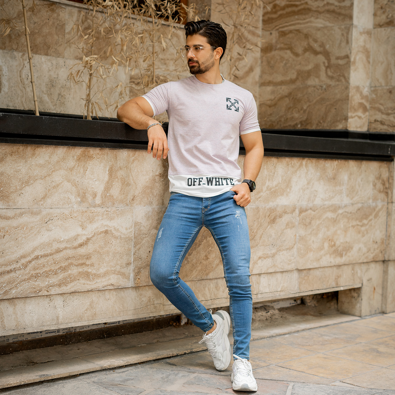 تیشرت Off-White مردانه بنفش مدل Clold