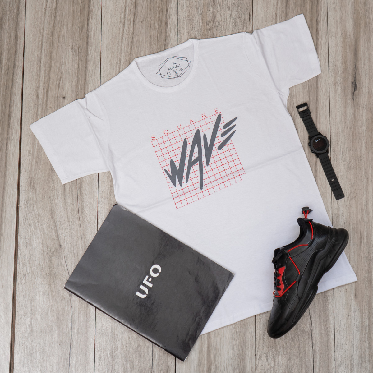 تیشرت مردانه سفید(T) مدل Wav