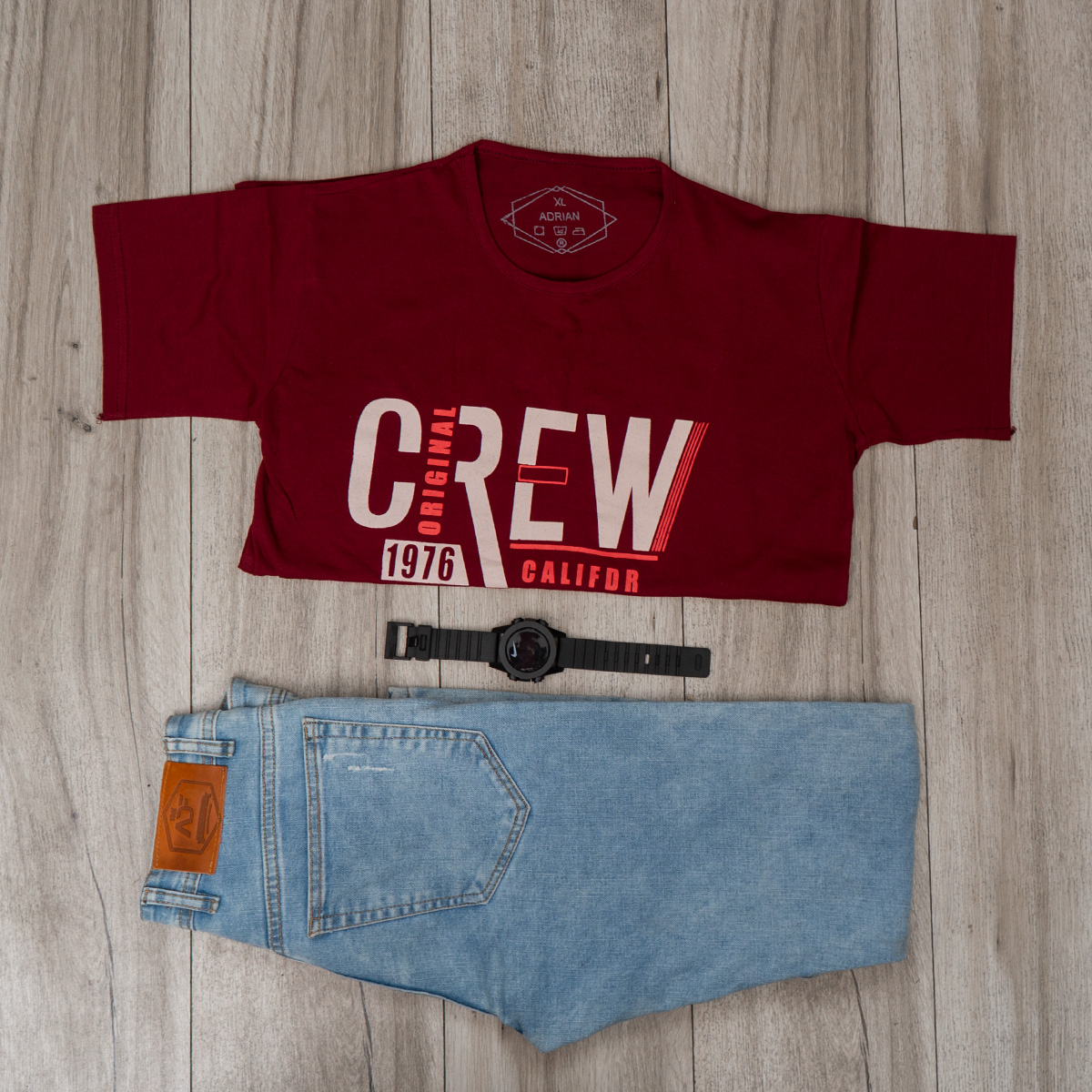 تیشرت مردانه قرمز (T) مدل Crew