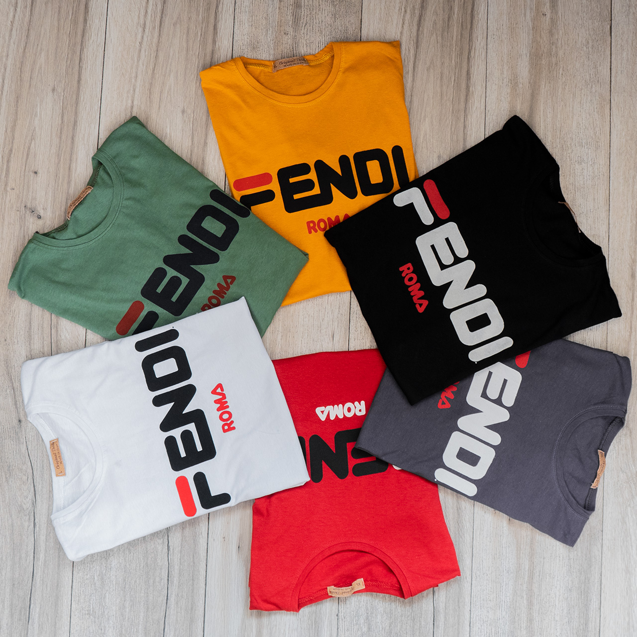 تیشرت فندی سفید مردانه مدل Roma