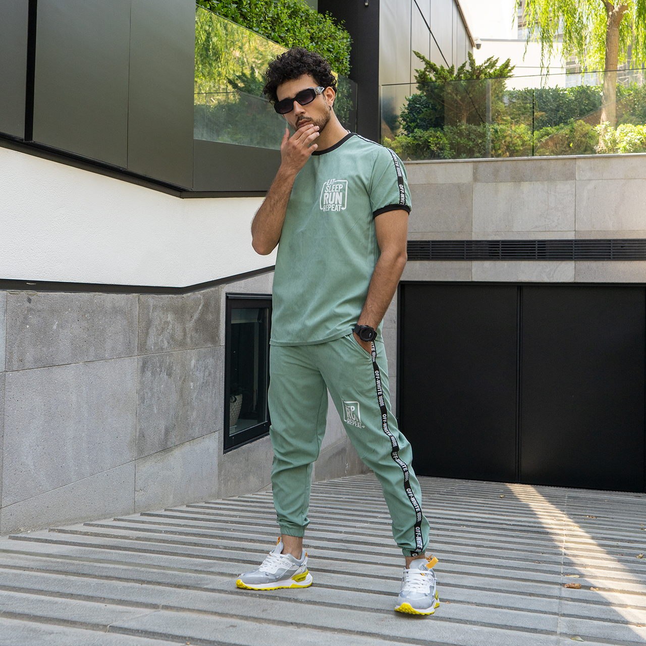 ست تیشرت شلوار مردانه سبز مدل Yamo