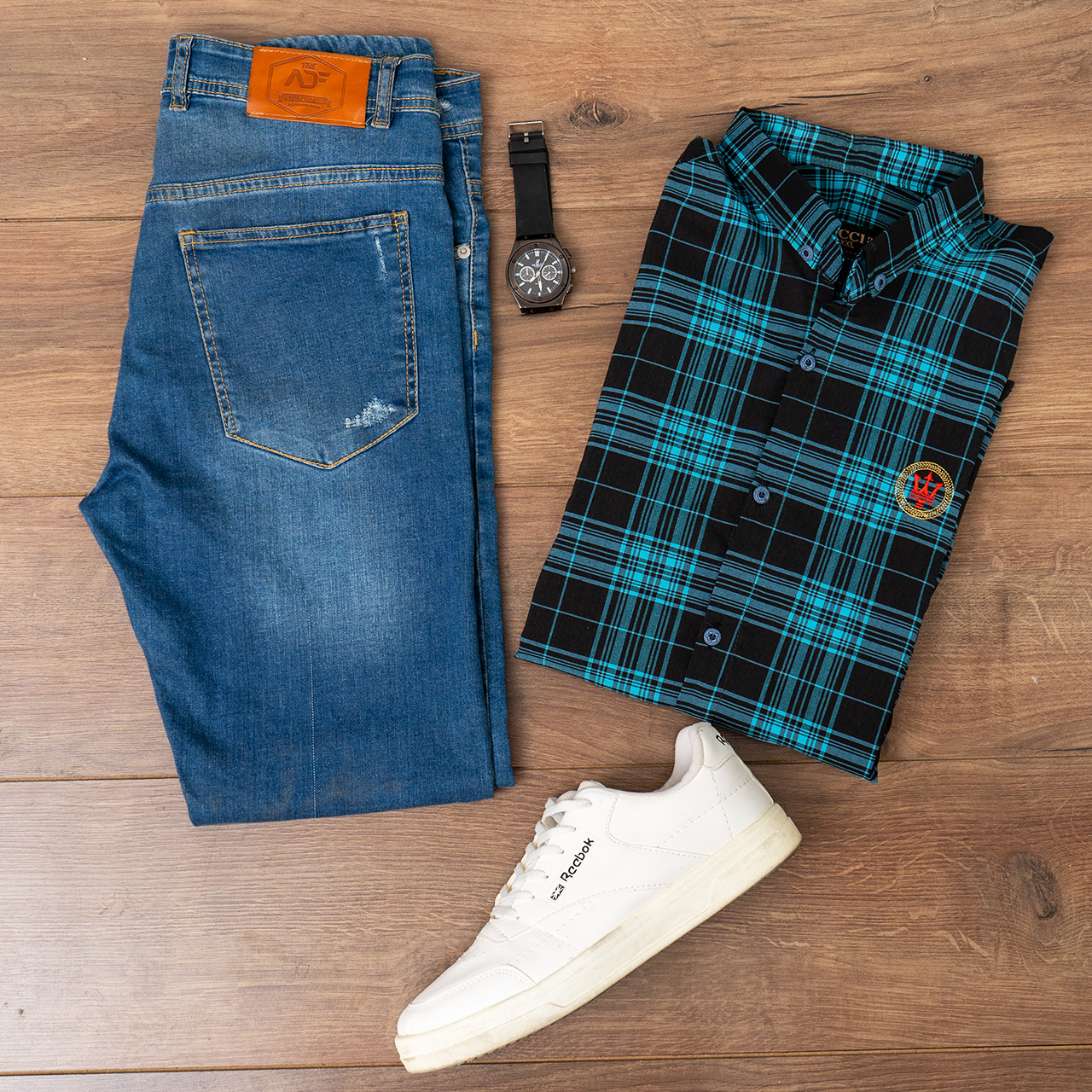 پیراهن چهارخونه سبز مردانه مدل Eyva