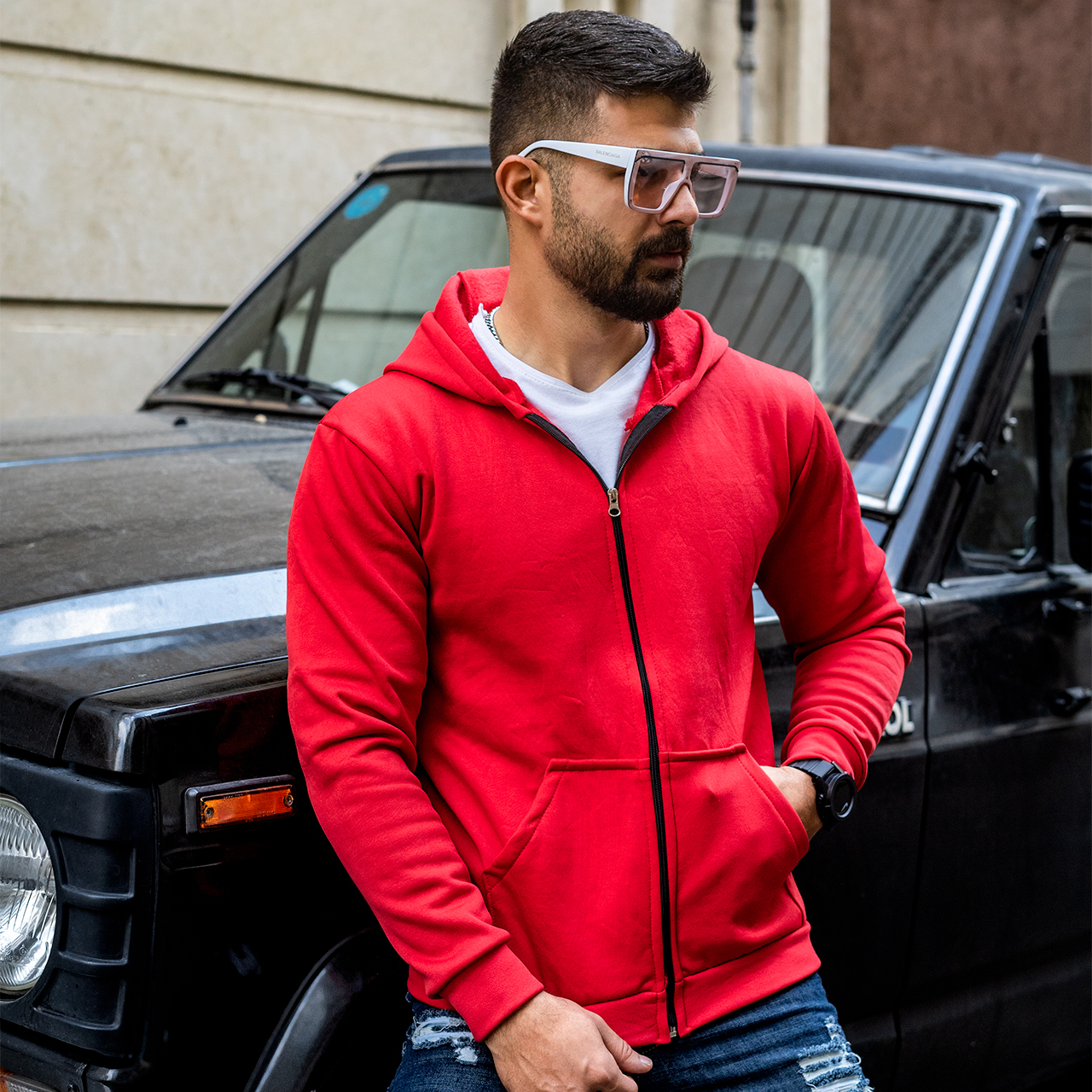 سوییشرت قرمز مردانه مدل sabin