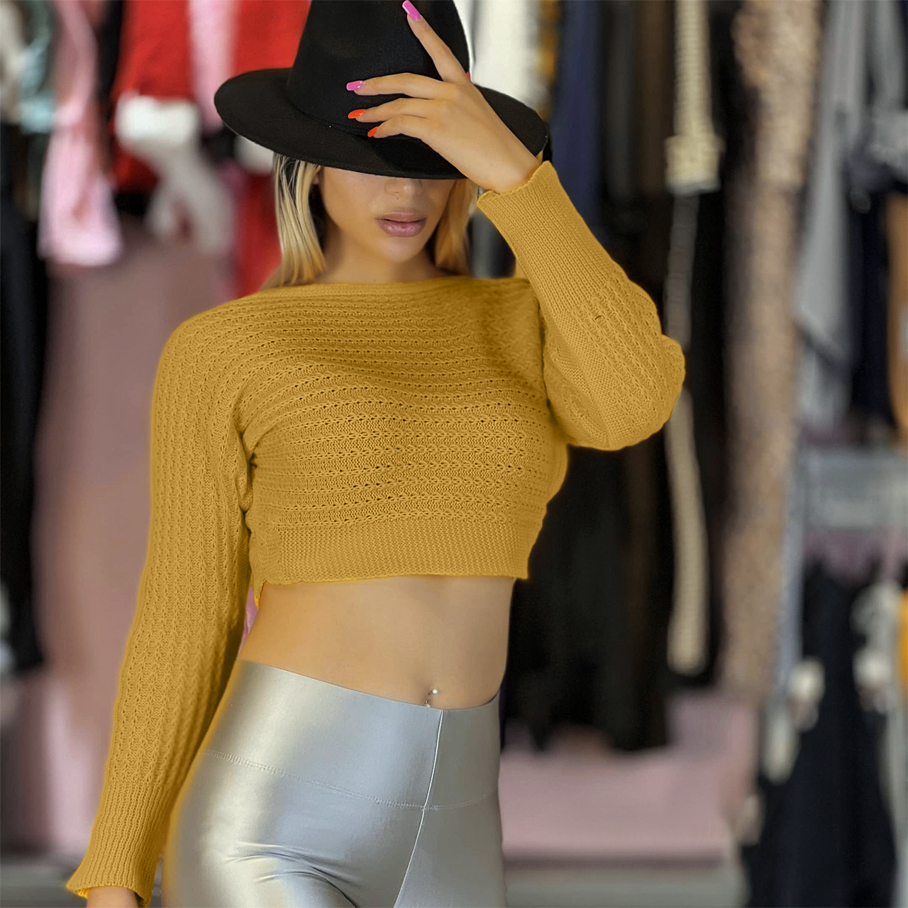 نیم تنه دخترانه خردلی مدل Bita