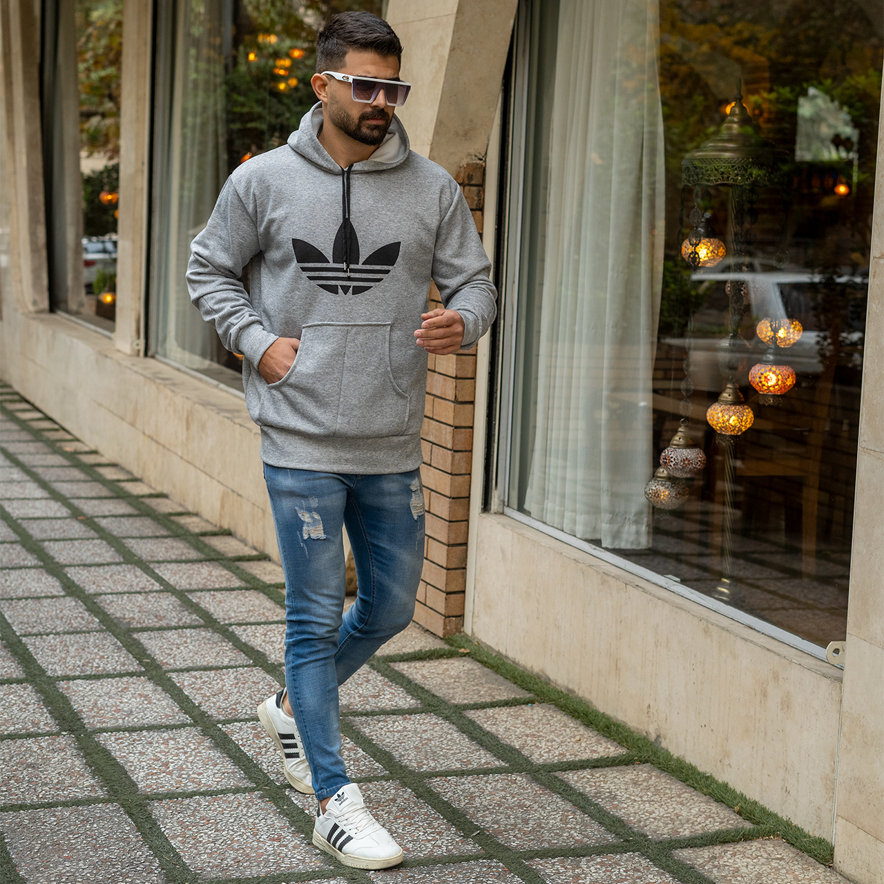 هودی مردانه آدیداس طوسی مدل ERIS