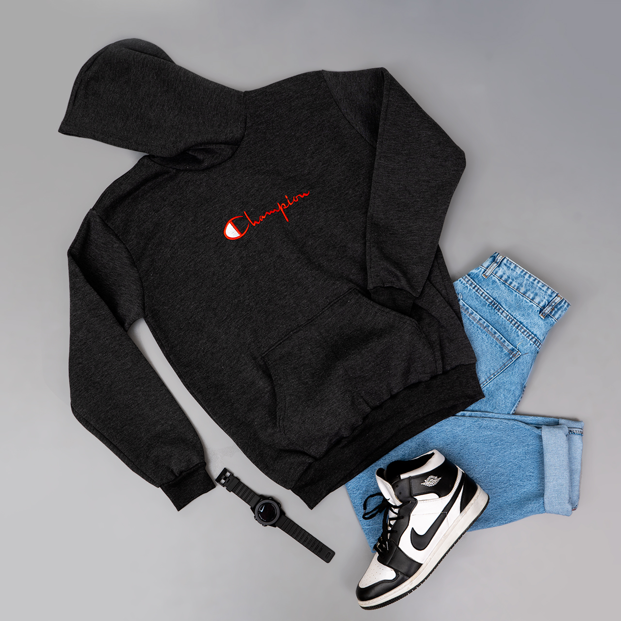هودی مشکی مردانه مدل champion