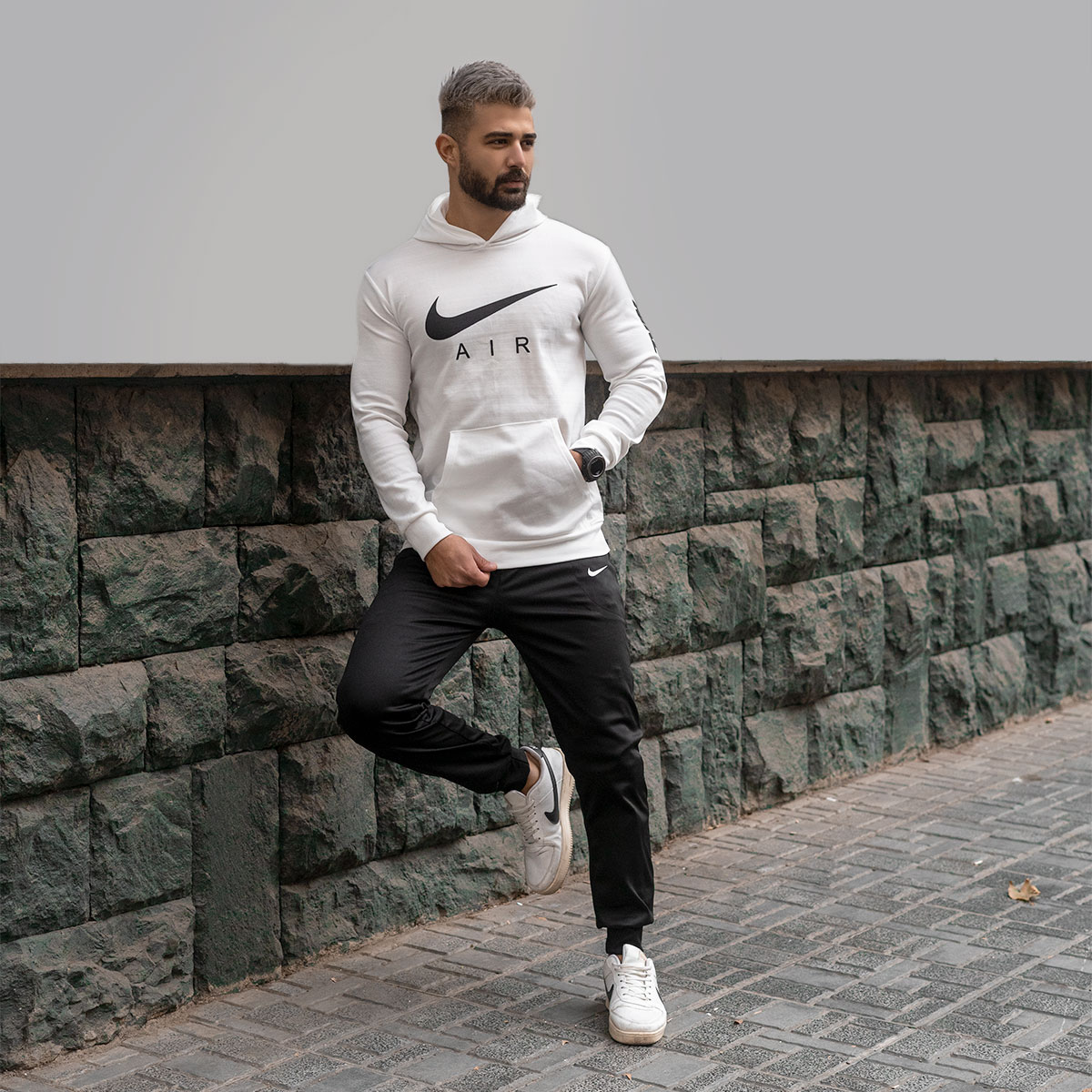 ست هودی شلوار سفید مردانه مدل Nike Air