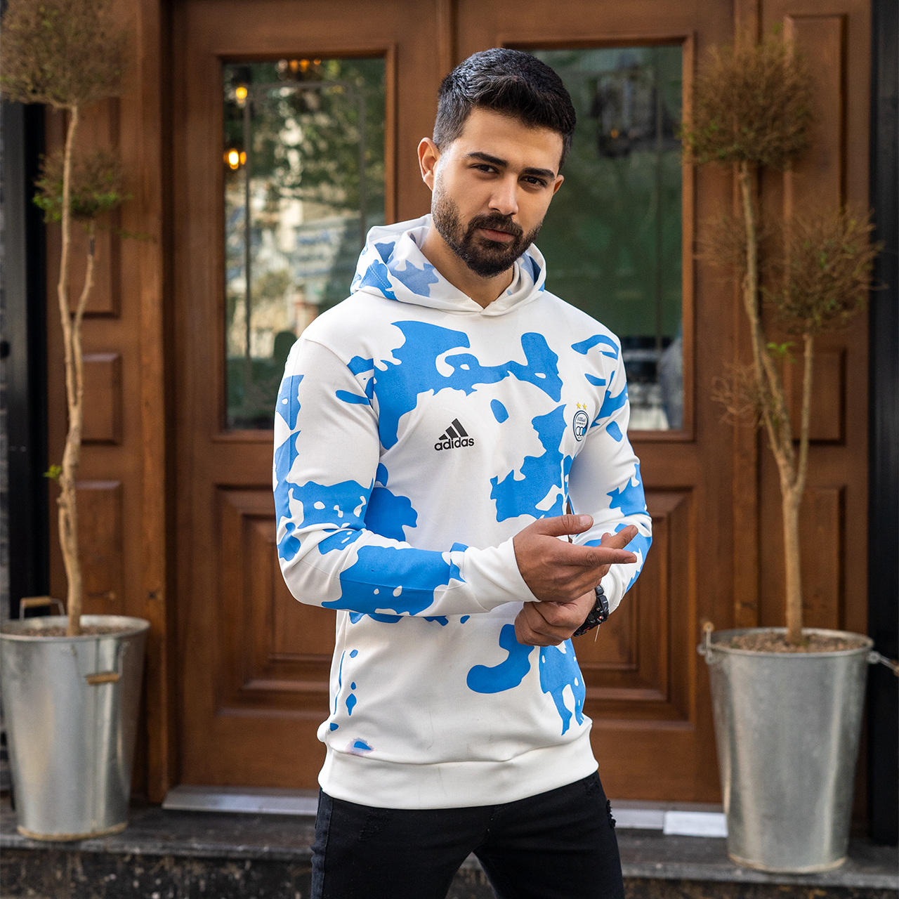 هودی استقلال طرح پلنگی سفید مردانه مدلW29