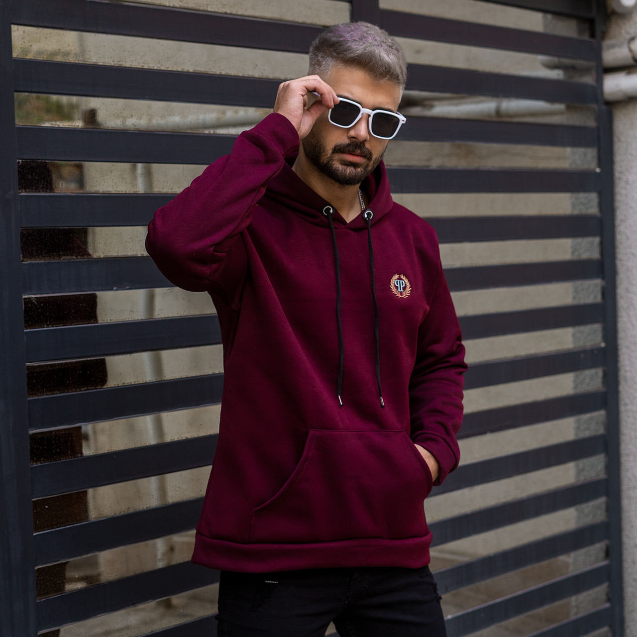 هودی مردانه زرشکی مدل Zanko