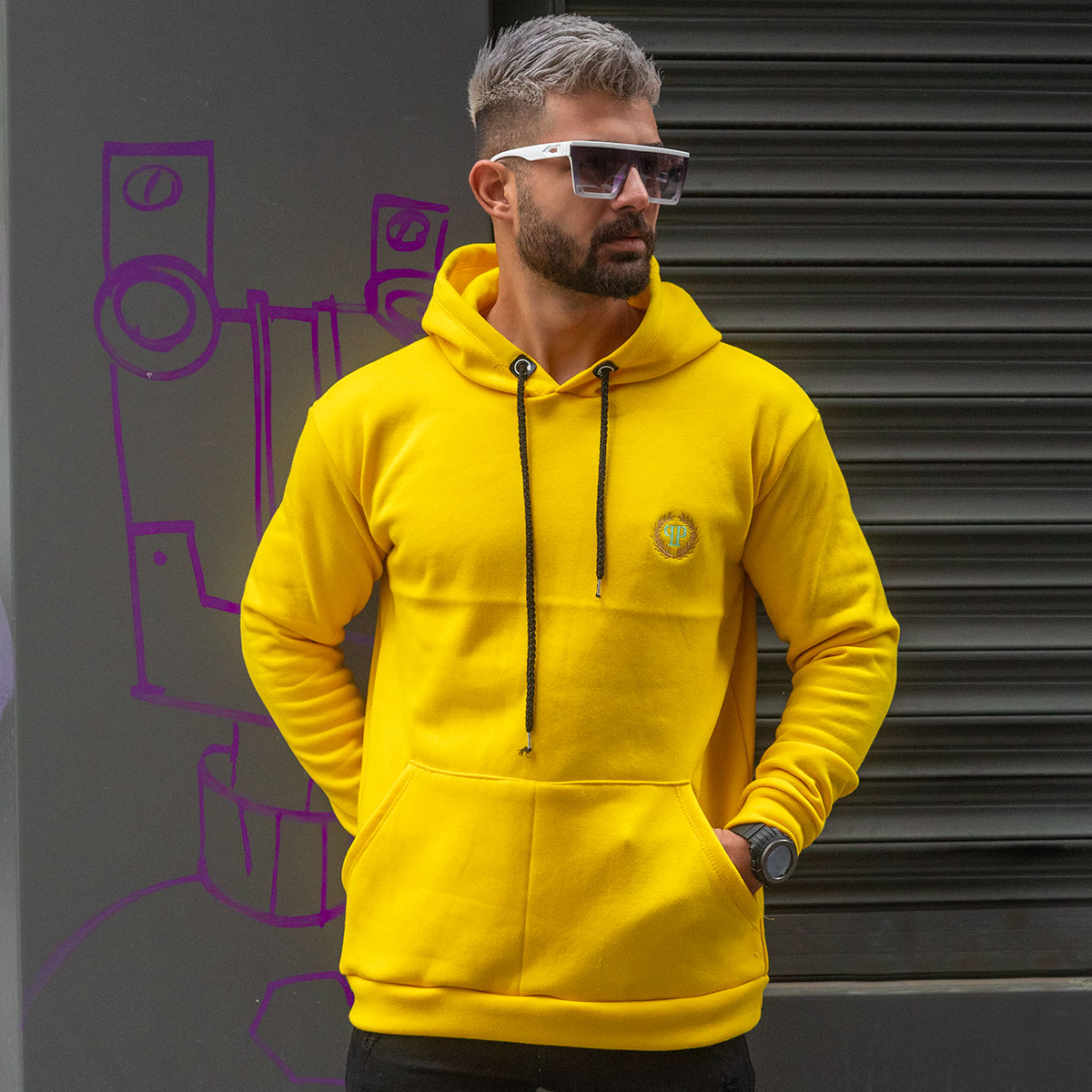 هودی مردانه زرد مدل Zanko