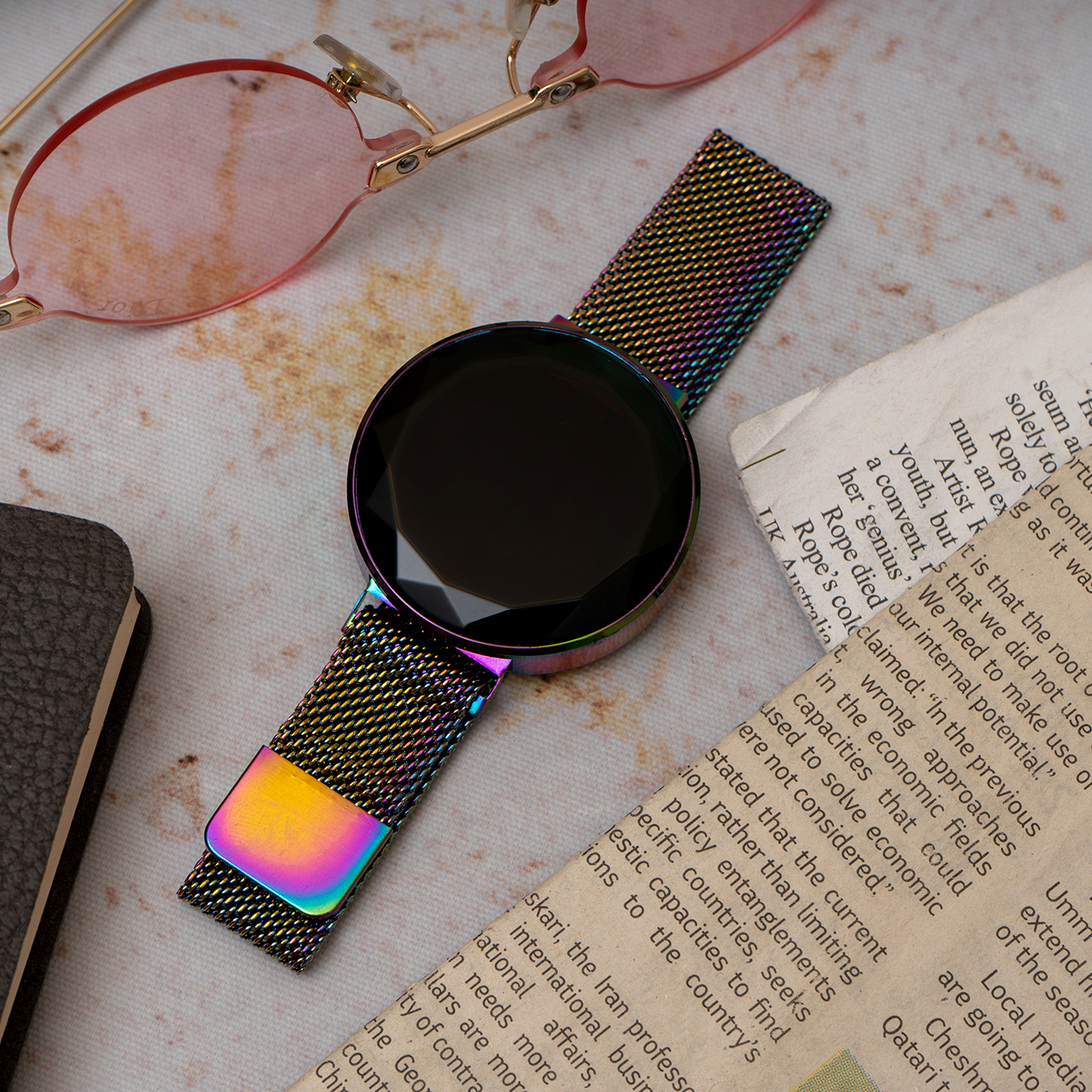 ساعت LED بند فلزی هفت رنگ مدل Ronas