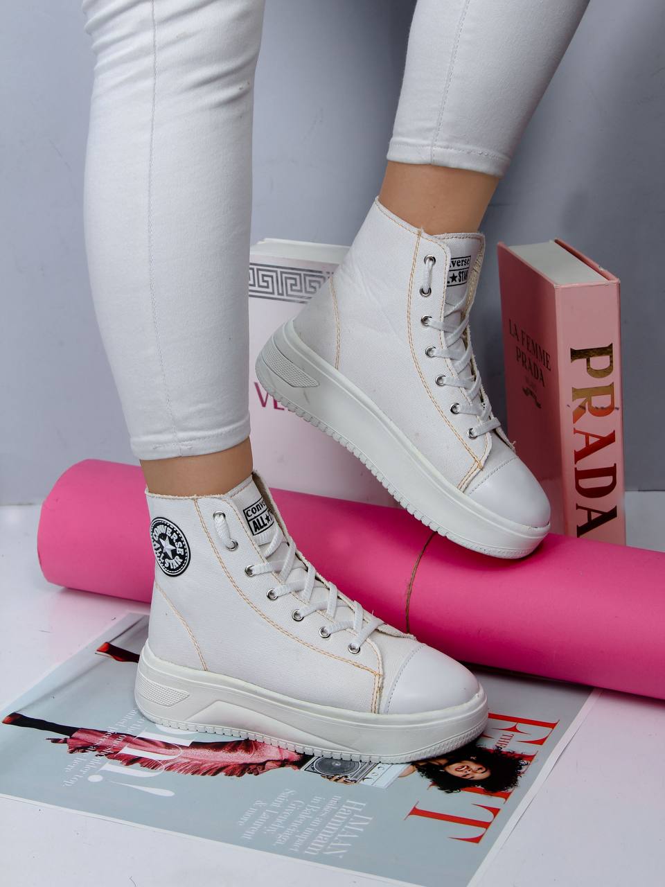 کفش ورزشی ساقدار سفید All Star زنانه مدل Vensa