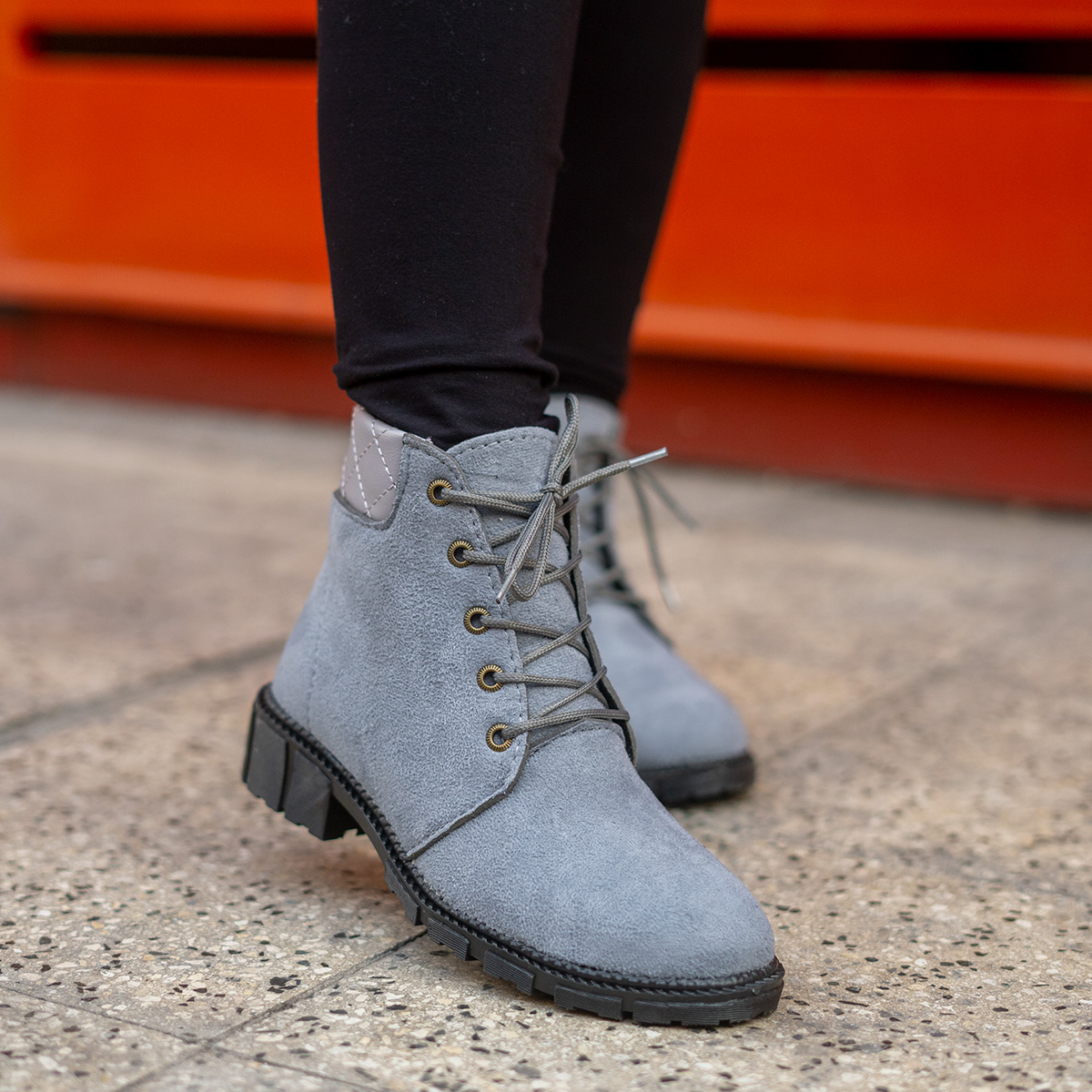 نیم بوت دخترانه طوسی مدل Atena