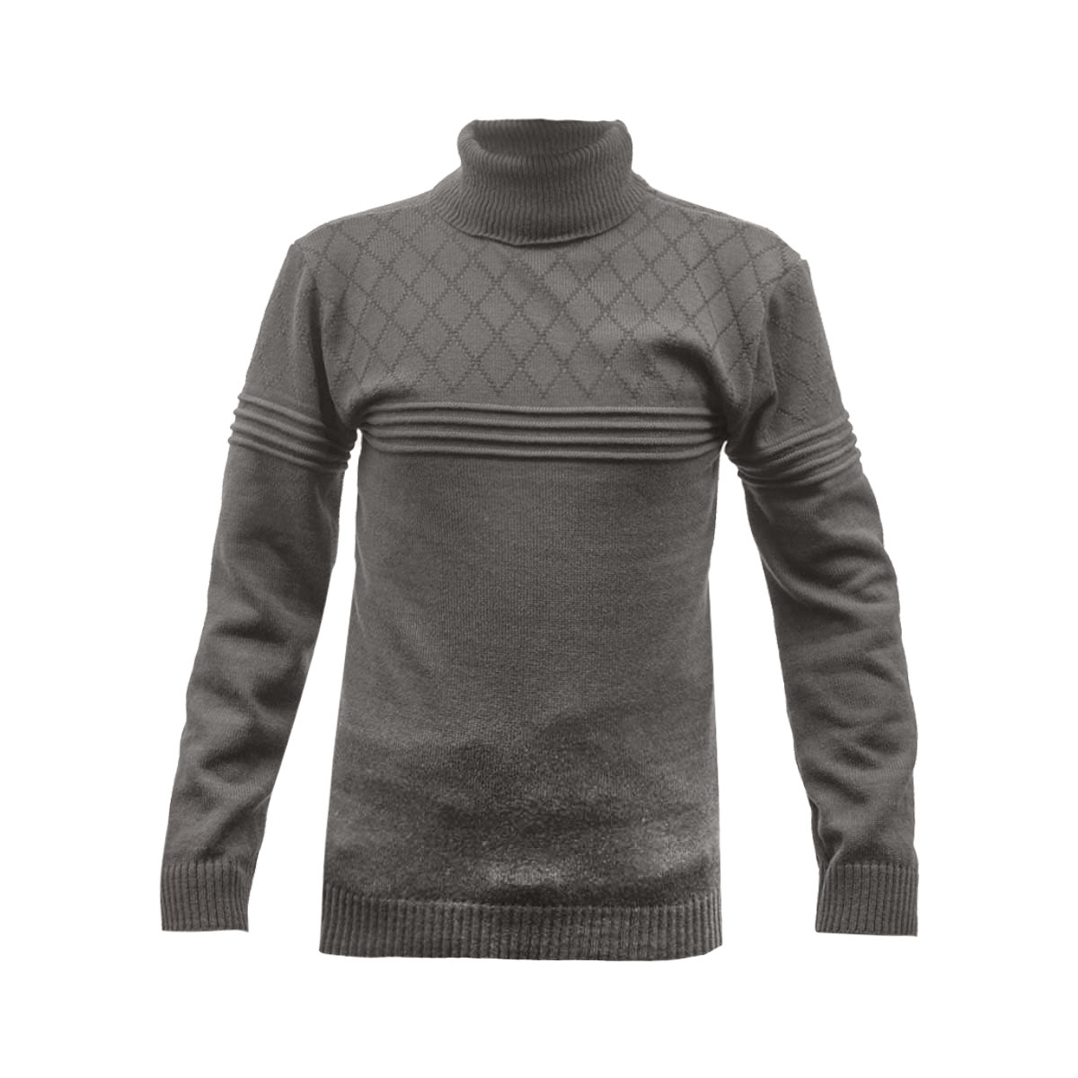 پلیور مردانه خاکی طرح لوزی یقه اسکی مدل Havash