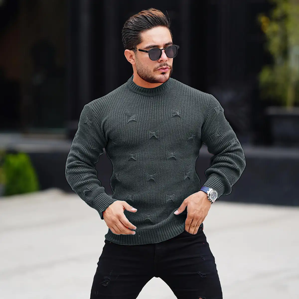 پلیور زاپ دار دودی مردانه مدلDeta