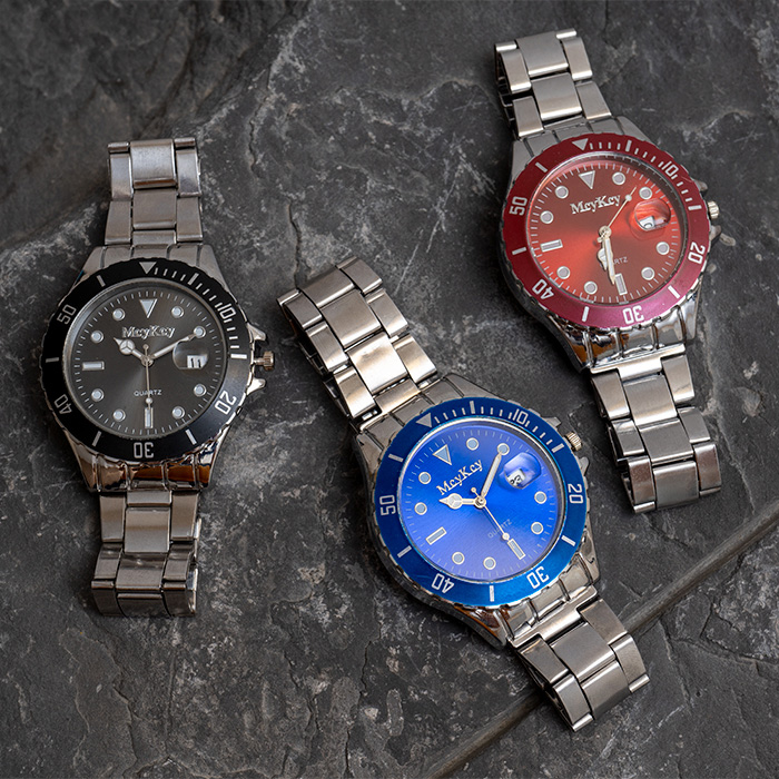 ساعت Mcy Kcy نقره ای صفحه قرمز مدل 345