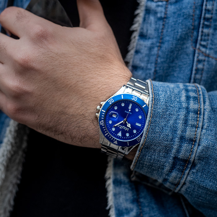 ساعت Mcy Kcy نقره ای صفحه آبی مدل 345