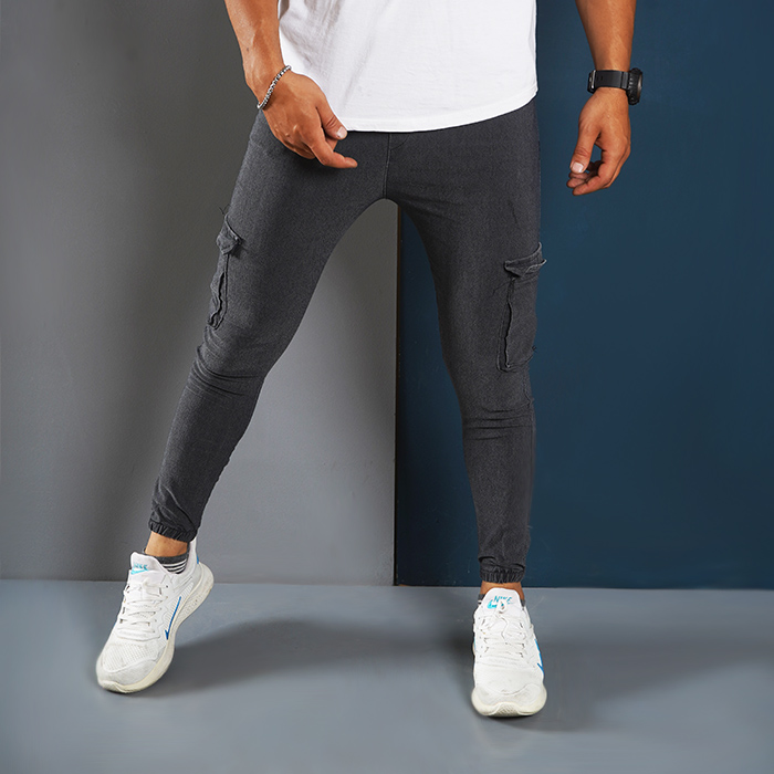 شلوار اسلش مردانه ذغالی مدل ROTAN