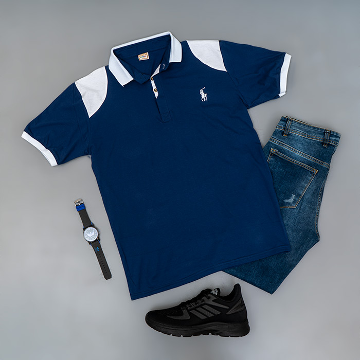 تیشرت Polo آبی مردانه مدل HAKO